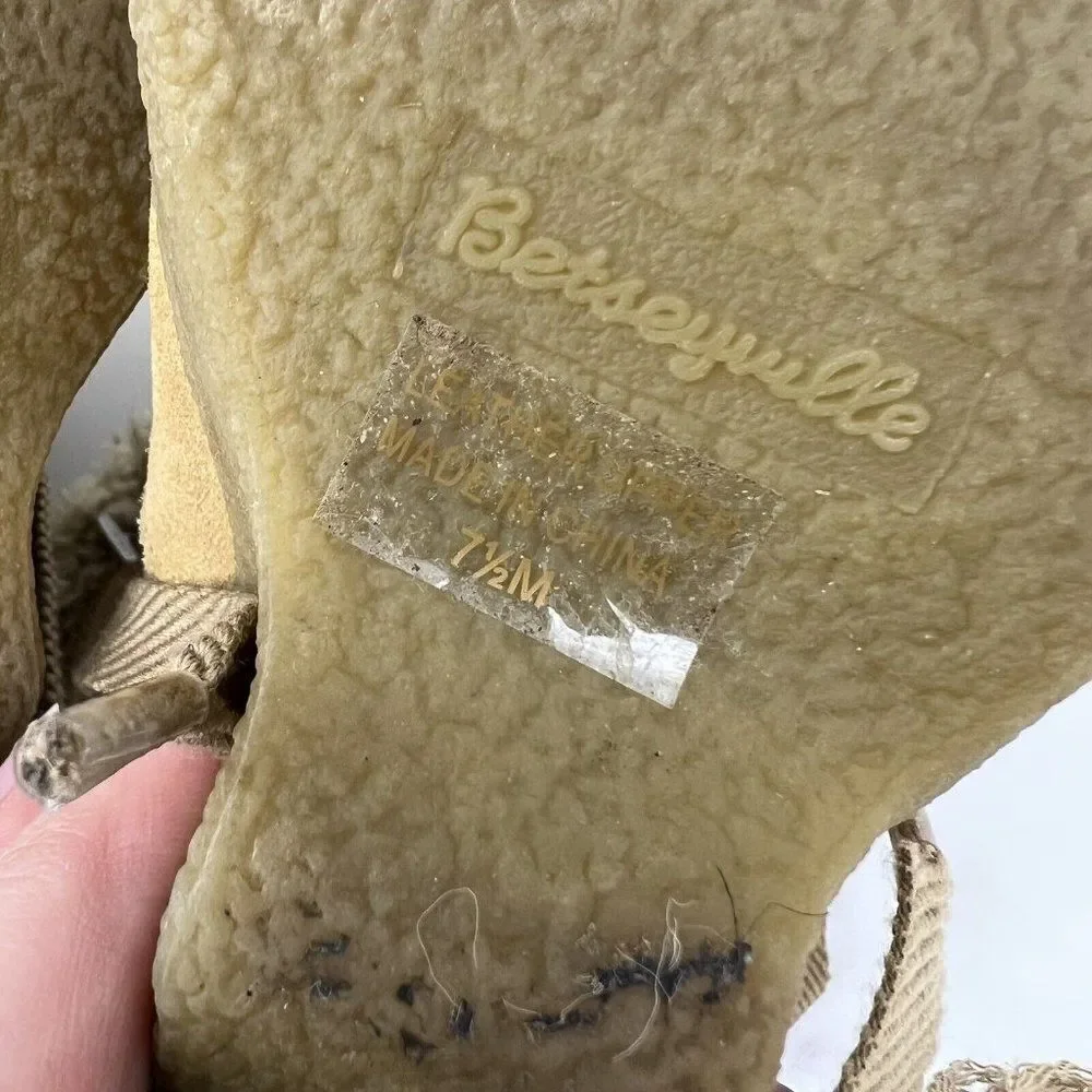 Betseyville Tan Platform Lace up Leather Boots 7.5